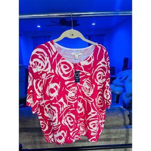 Liz Claiborne Women's 1X Floral Cardigan Sweater Multicolor Buttoned